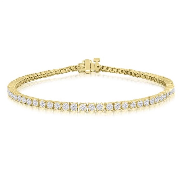 14k Yellow Gold 3 1/2 ctw Diamond Tennis Bracelet - Picture 1 of 3
